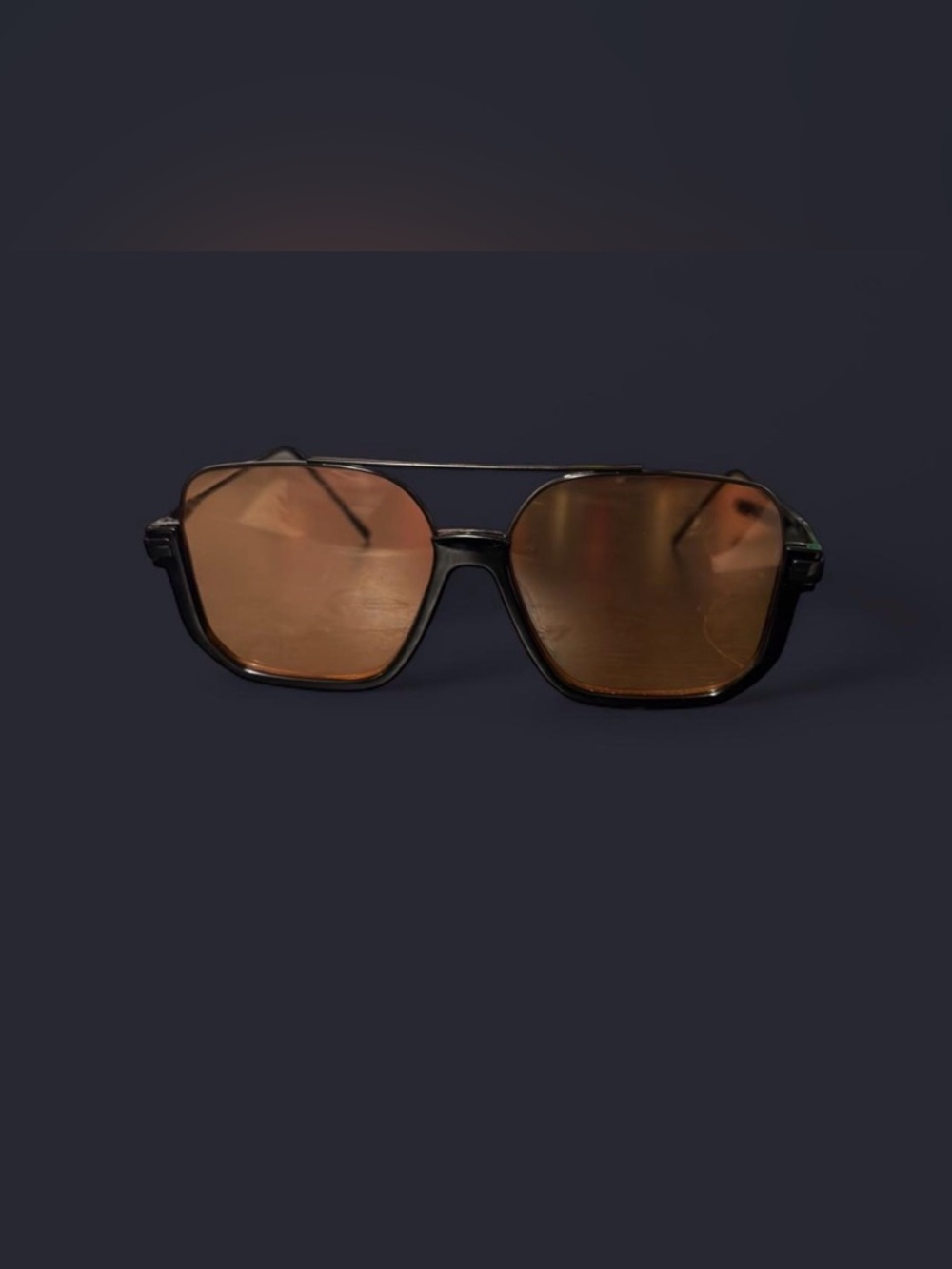 Retro Aviator Sunglasses with Amber Lenses